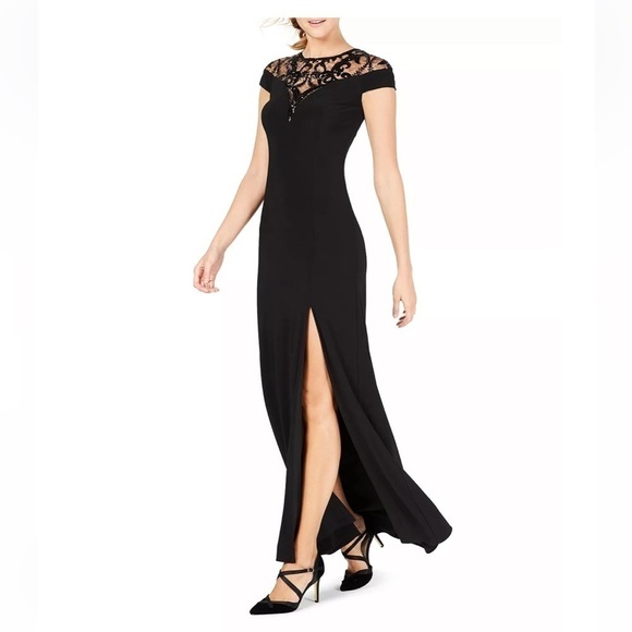 ADRIANNA PAPELL Adrianna Women's Sequin Embellished Illusion-Lace Gown evening 4 - Picture 4 of 12